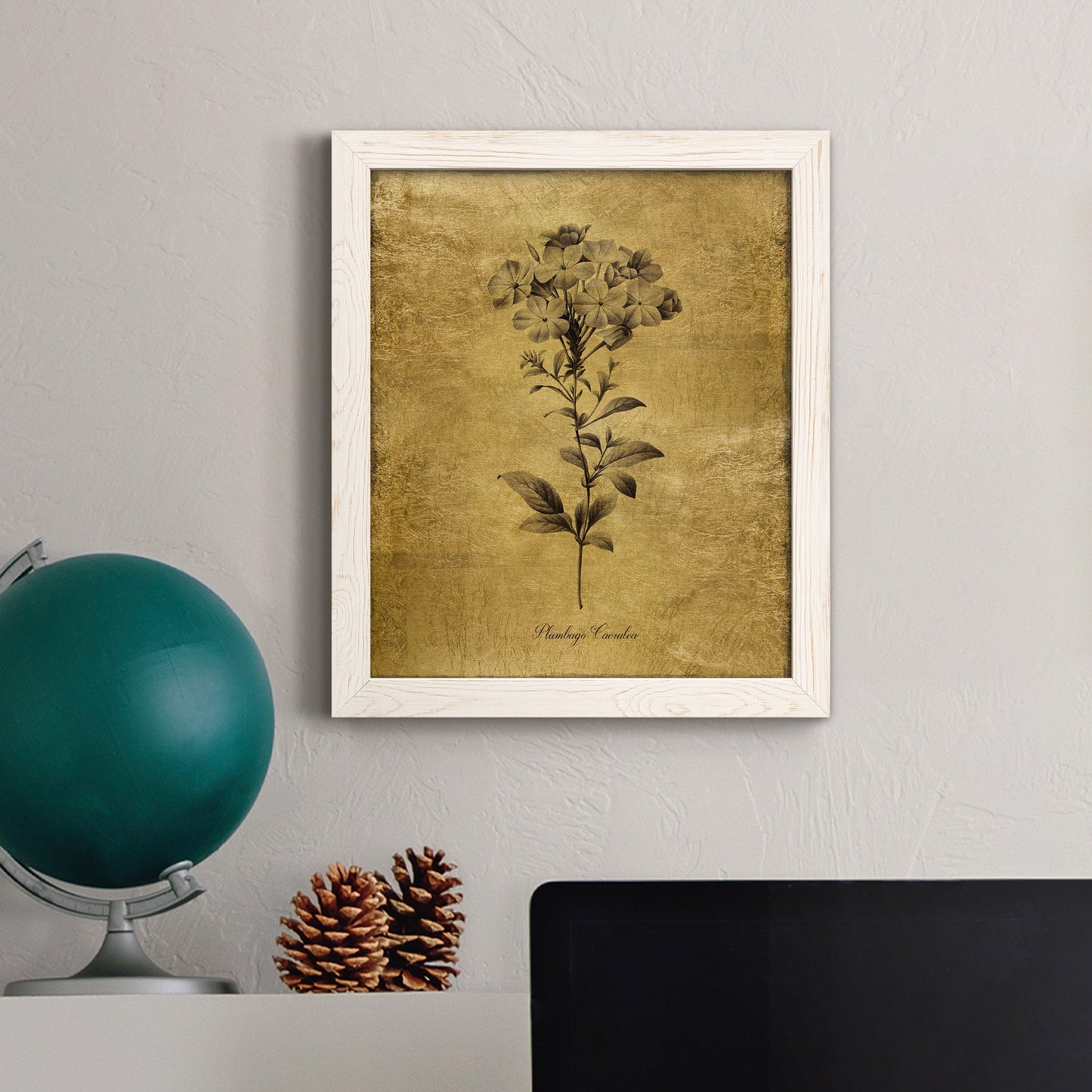 Gold Sketch Botanical II - Barnwood Framed Canvas Print