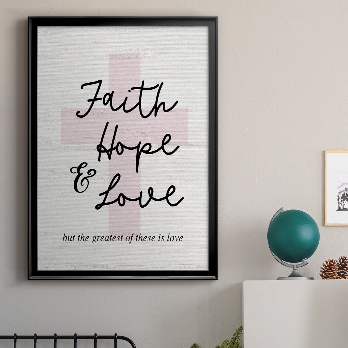 Faith Hope and Love Cross - Modern Framed Canvas Print