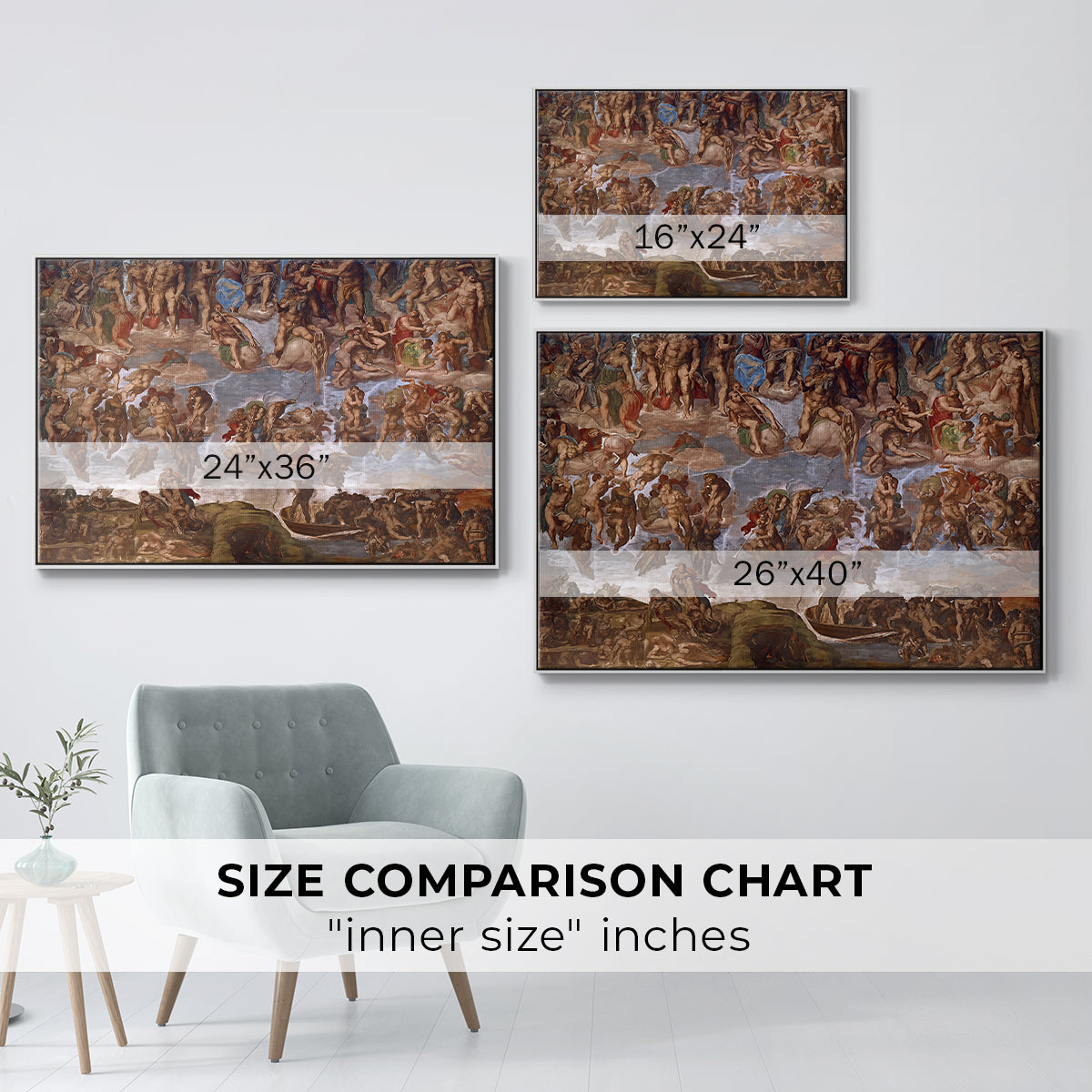 The Last Judgment (Charon's Boat and the Damned), 1536-1541 - Floater Framed Canvas Print