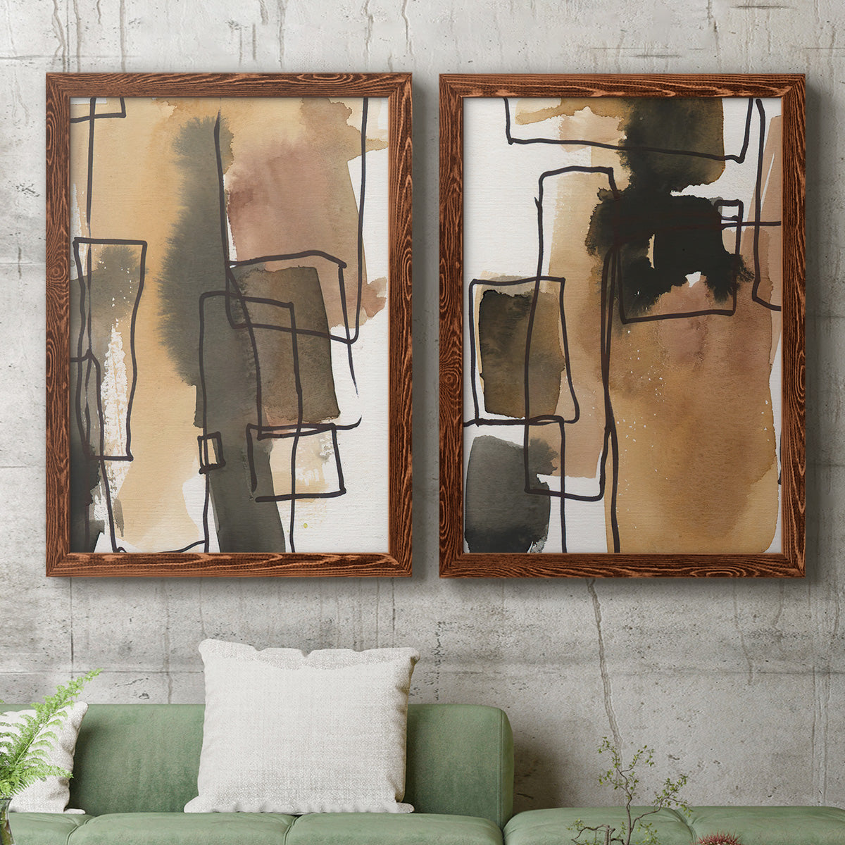 Retro Vibe III - Premium Framed Canvas 2 Piece Set - Ready to Hang