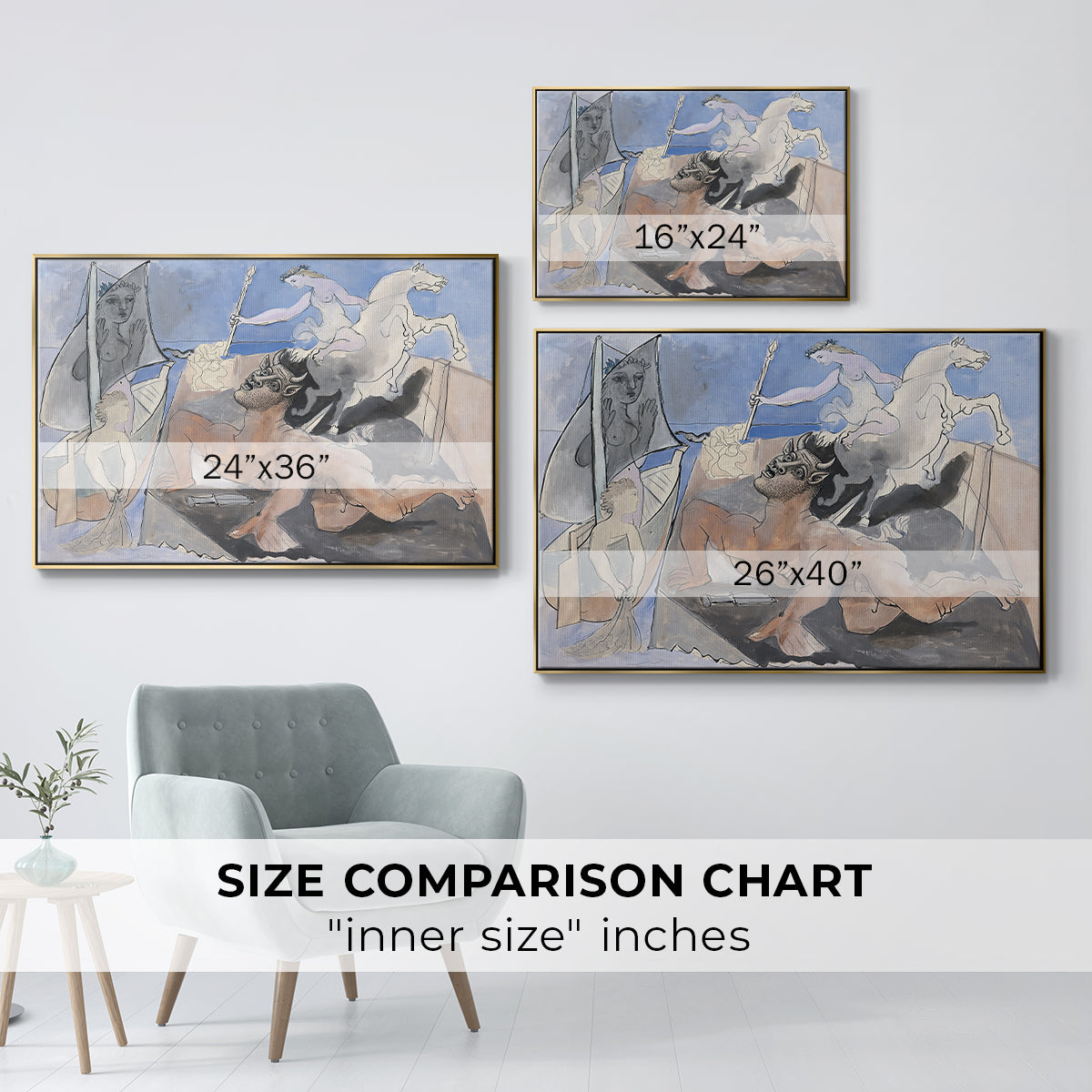 Composition with Minotaur, 1936 - Floater Framed Canvas Print