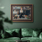 Iconic impressionist café bar scene by Édouard Manet in an ornate bronzed mahogany wood frame displayed in a dark-toned interior setting.