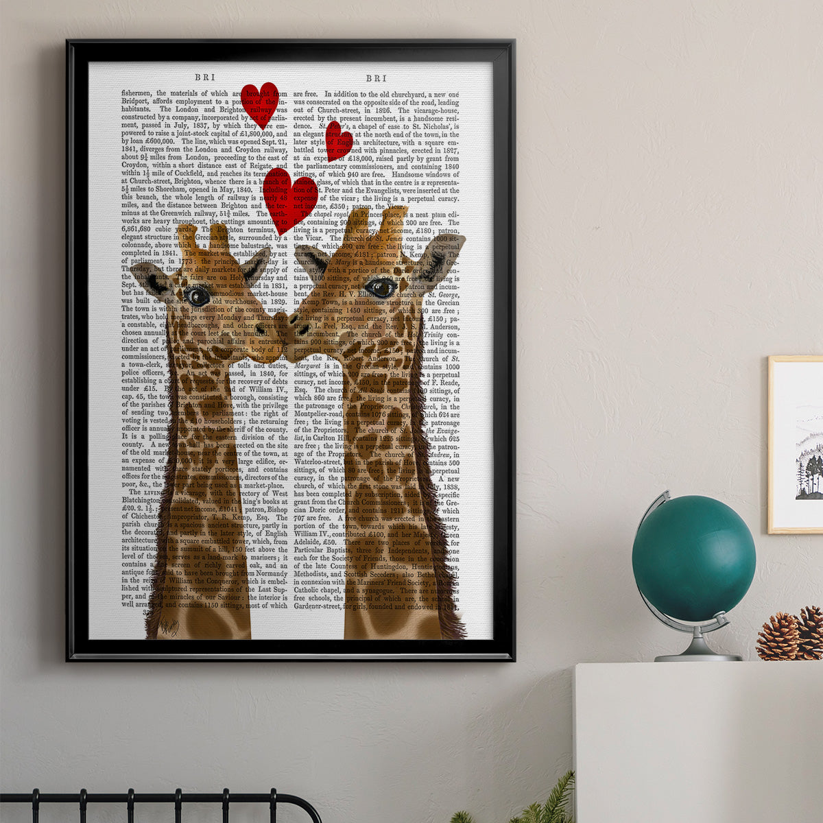 Giraffe Love - Modern Framed Canvas Print