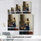 Size comparison chart for canvas art prints, showing multiple size options.