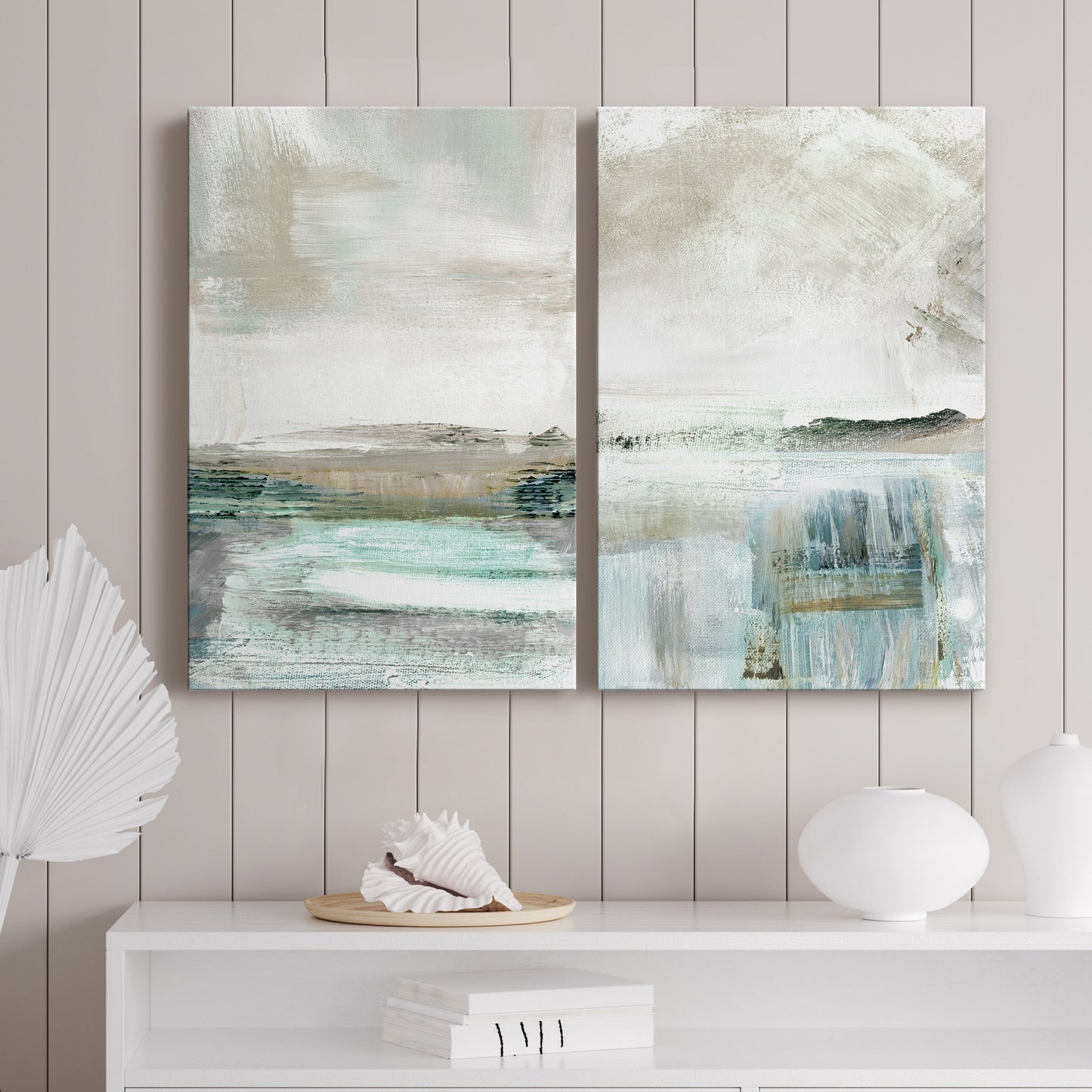 Summer Teal I Premium Gallery Wrapped Canvas - Ready to Hang - Set of 2 - 8 x 12 Each