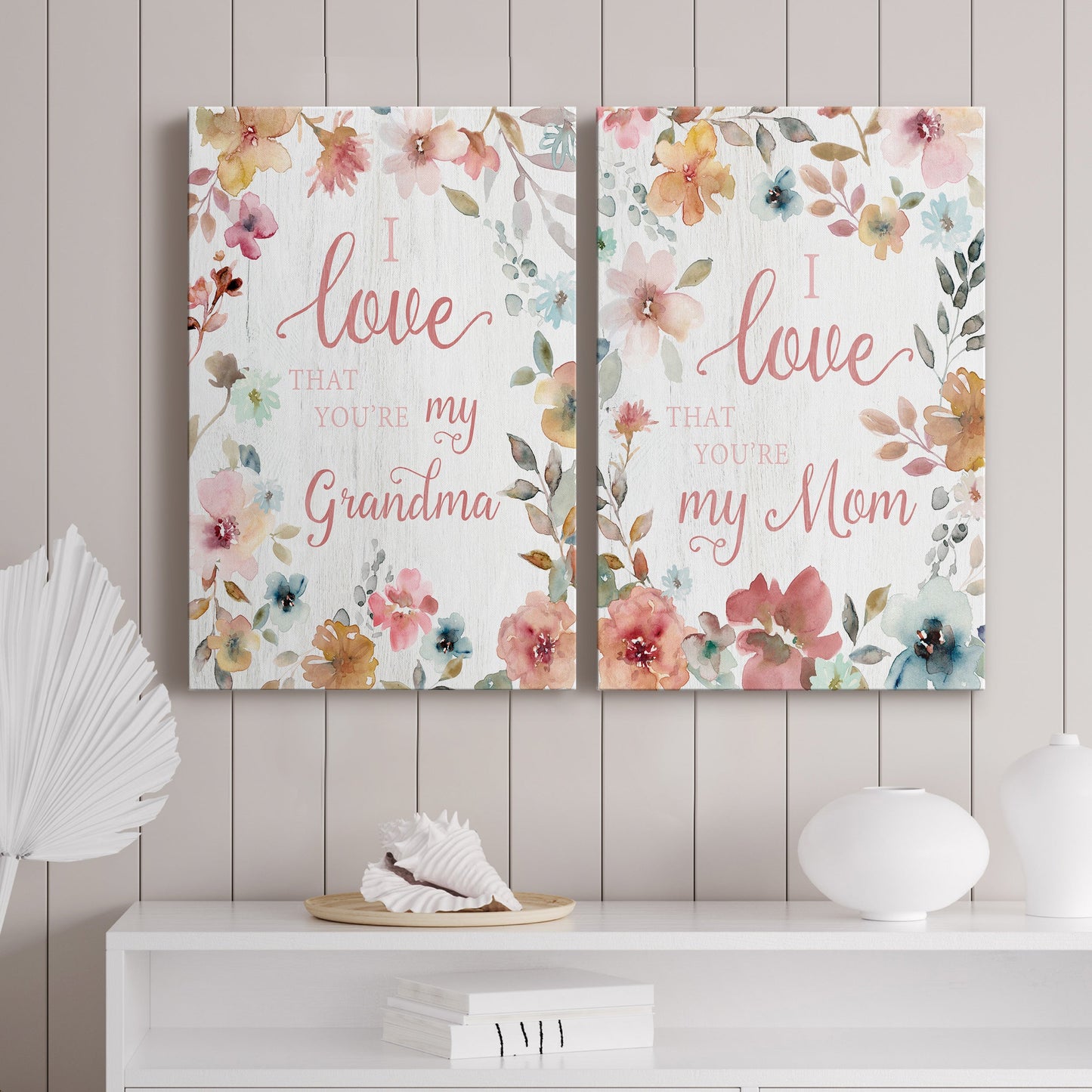 Love Grandma Premium Gallery Wrapped Canvas - Ready to Hang - Set of 2 - 8 x 12 Each