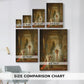 Size comparison chart for canvas art prints, showing multiple size options.