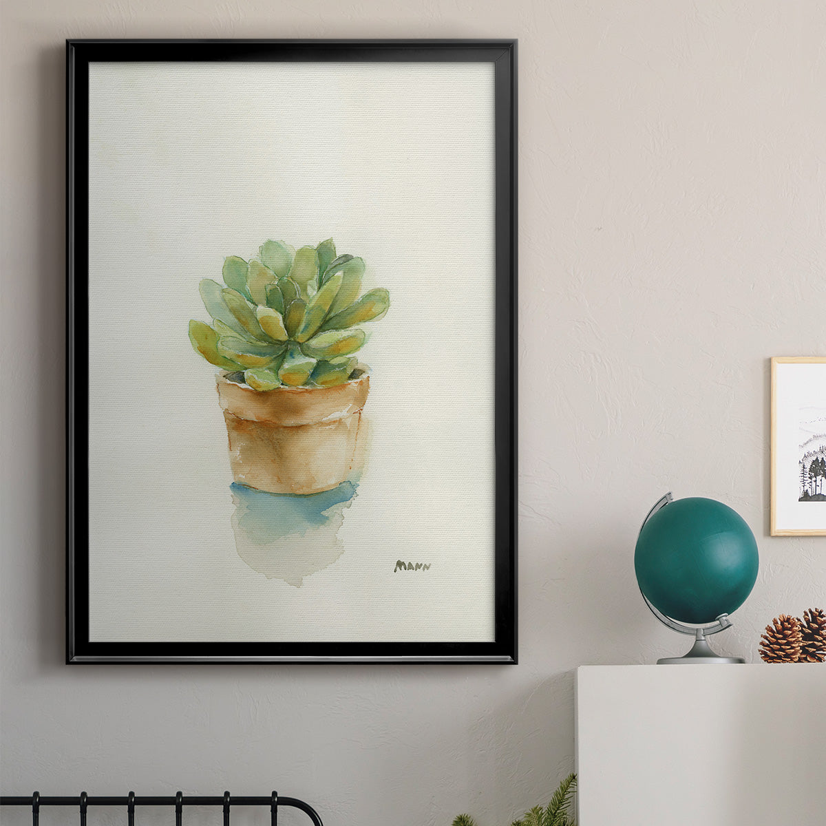 Succulent II - Modern Framed Canvas Print