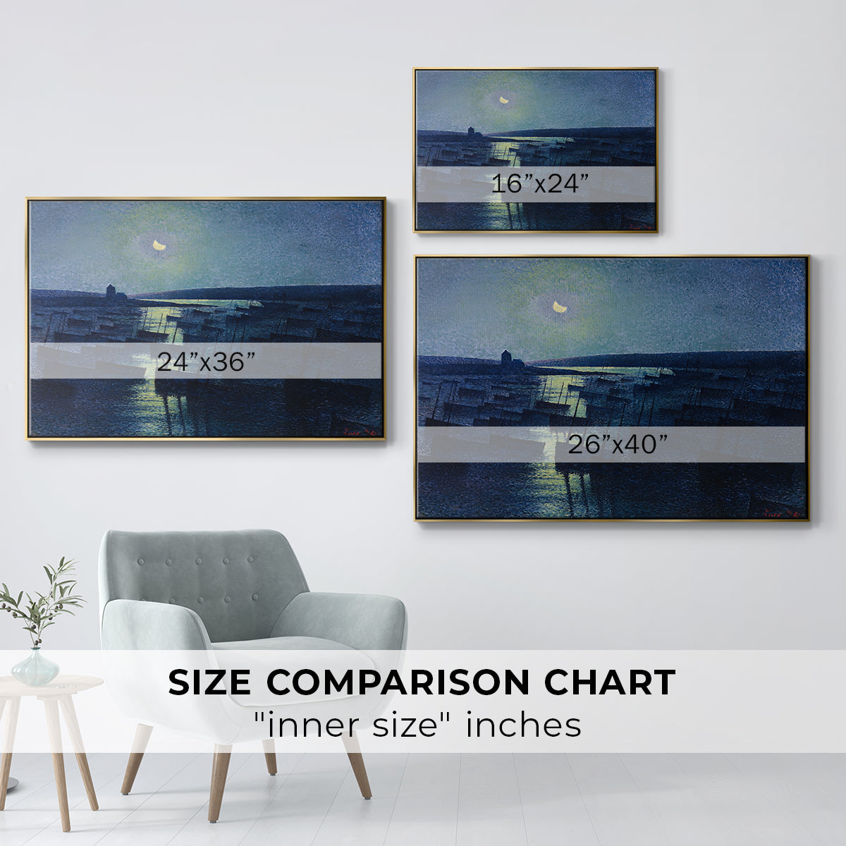 Camaret, Moonlight and Fishing Boats, 1894 - Floater Framed Canvas Print