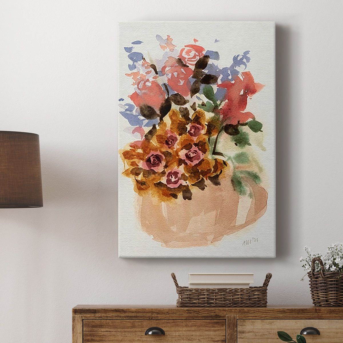 Mauve Bouquet in Teapot II - Canvas Art Print