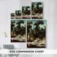 Size comparison chart for canvas art prints, showing multiple size options.