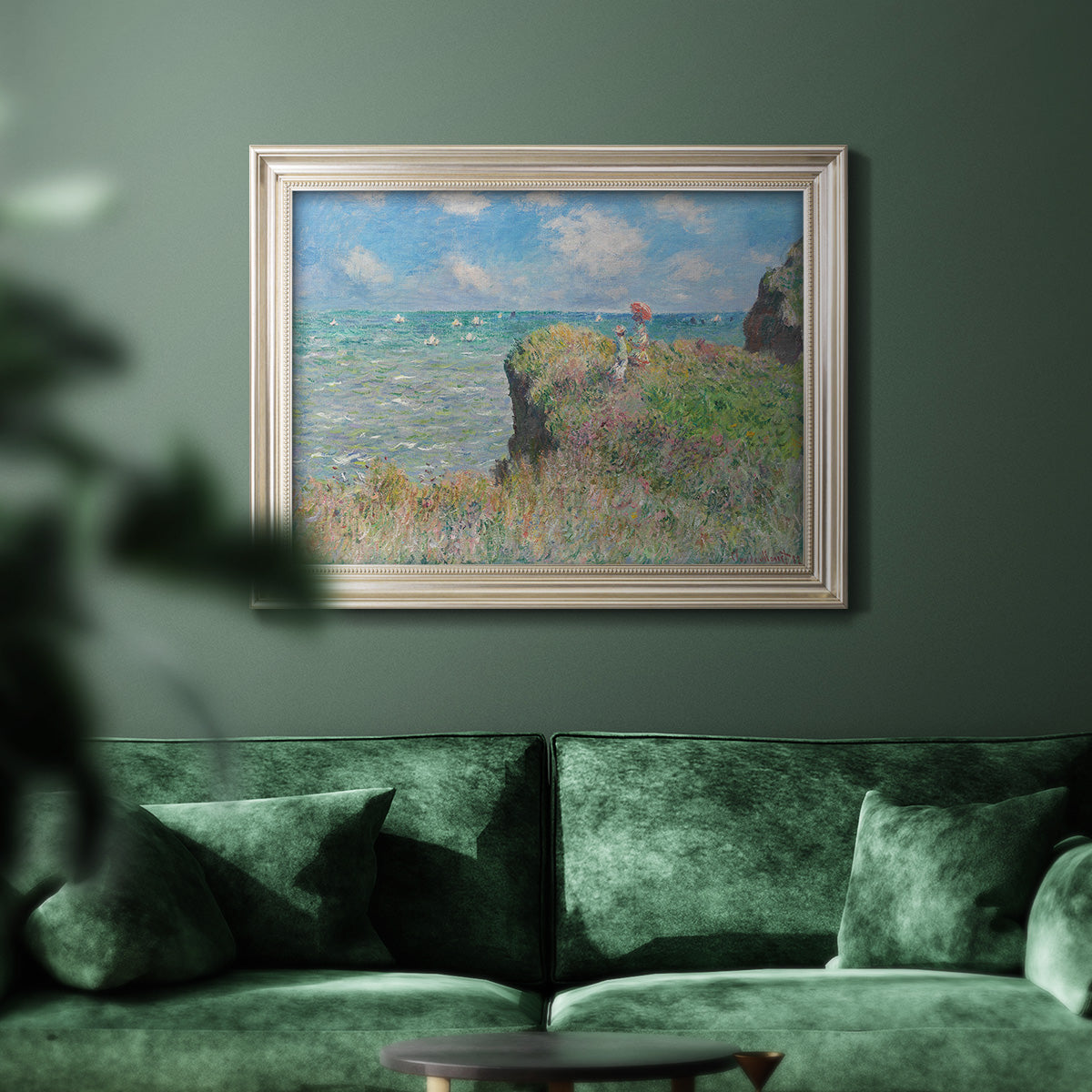 Cliff Walk At Pourville, 1882 - Ornate Framed Canvas Print