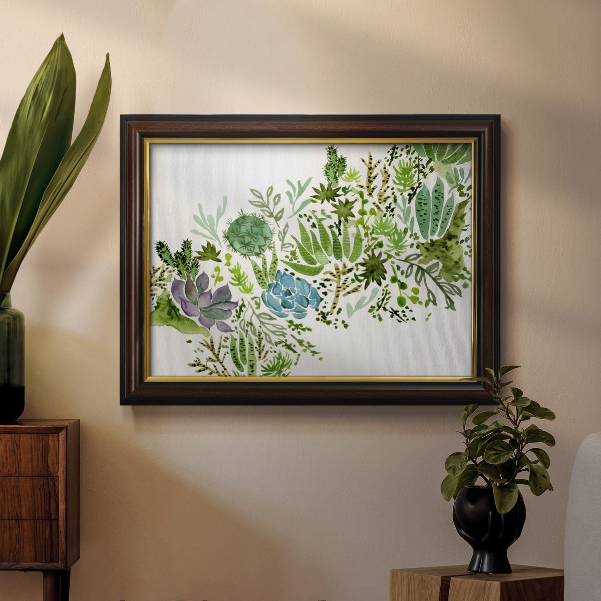 Succulent Field I Premium Framed Canvas- Ready to Hang