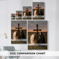 Size comparison chart for canvas art prints, showing multiple size options.