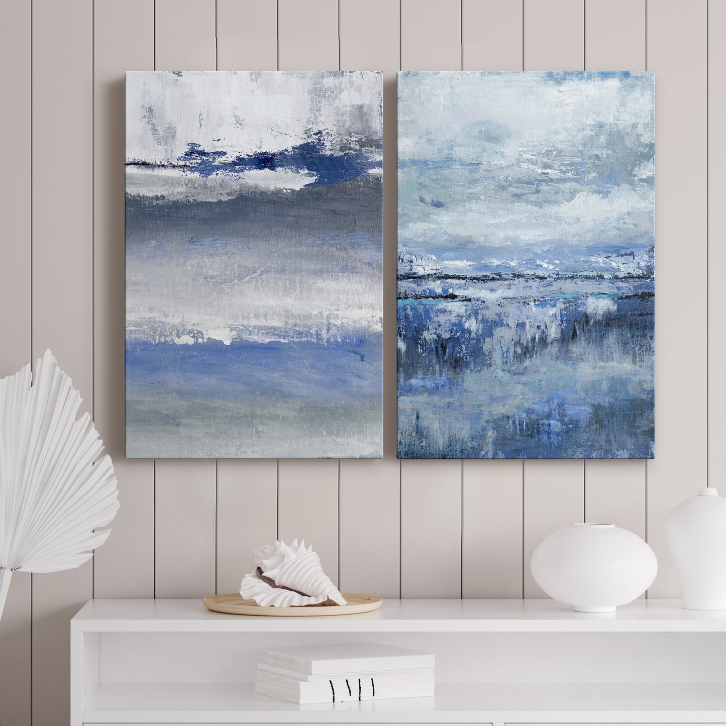 Soft Solace Indigo Premium Gallery Wrapped Canvas - Ready to Hang - Set of 2 - 8 x 12 Each