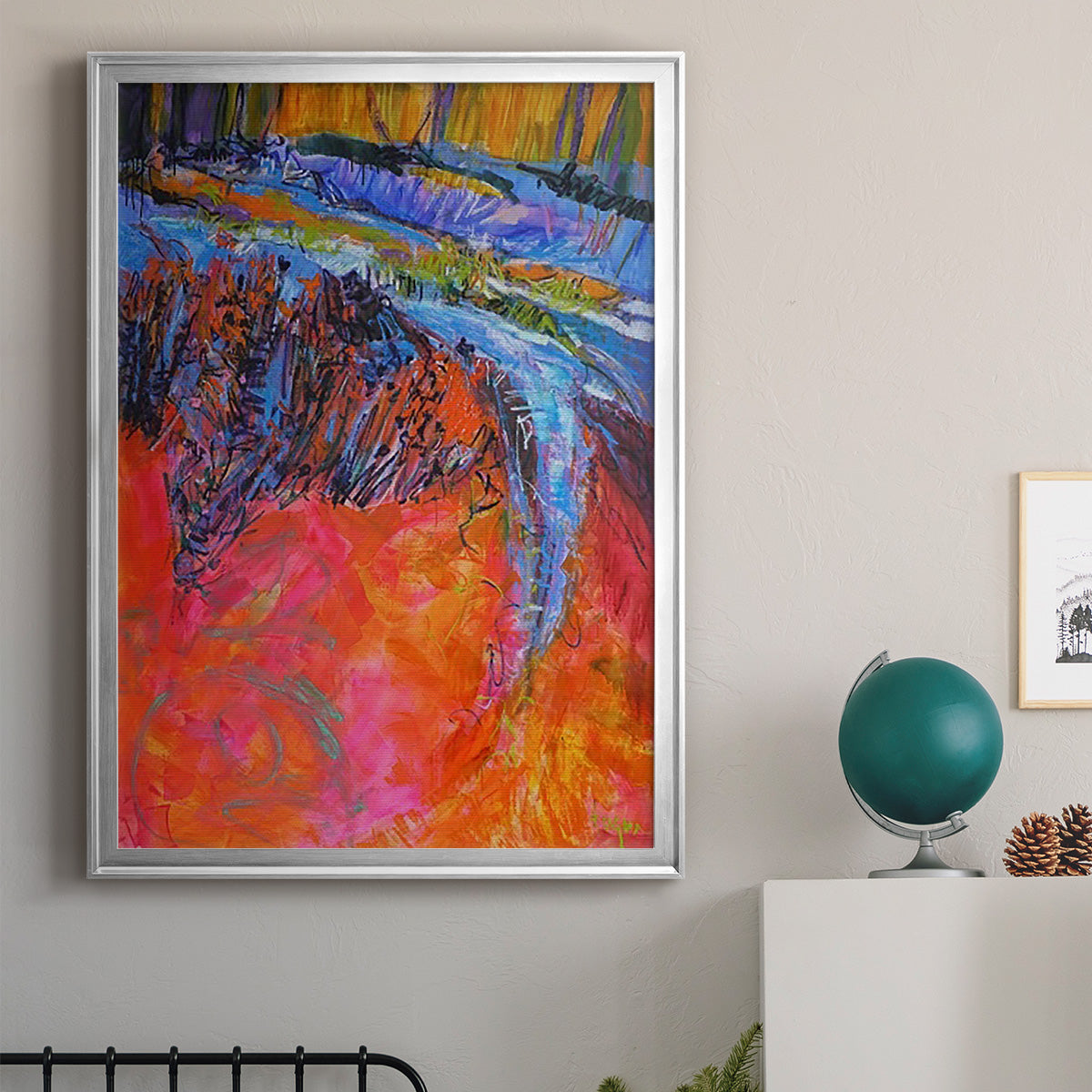 Vibrant Flow I - Modern Framed Canvas Print