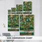 Size comparison chart for canvas art prints, showing multiple size options.