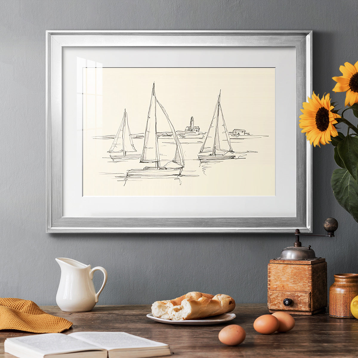 Coastal Contour Sketch II - Modern Framed Art Print