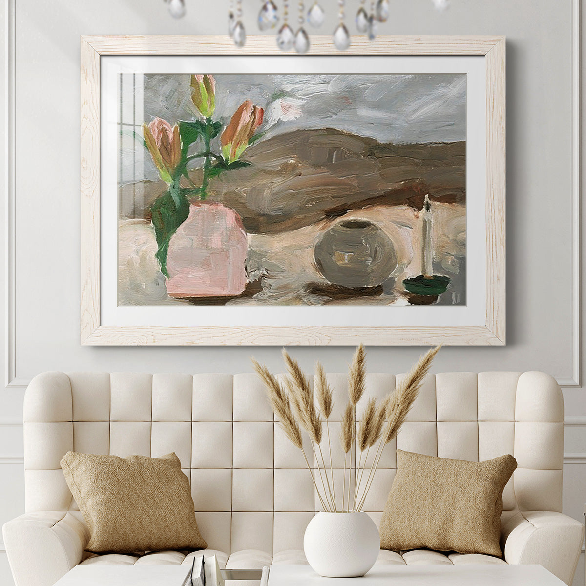 Vase of Pink Flowers V - Barnwood Framed Art Print