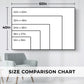 Size comparison chart for canvas art prints, showing multiple size options.