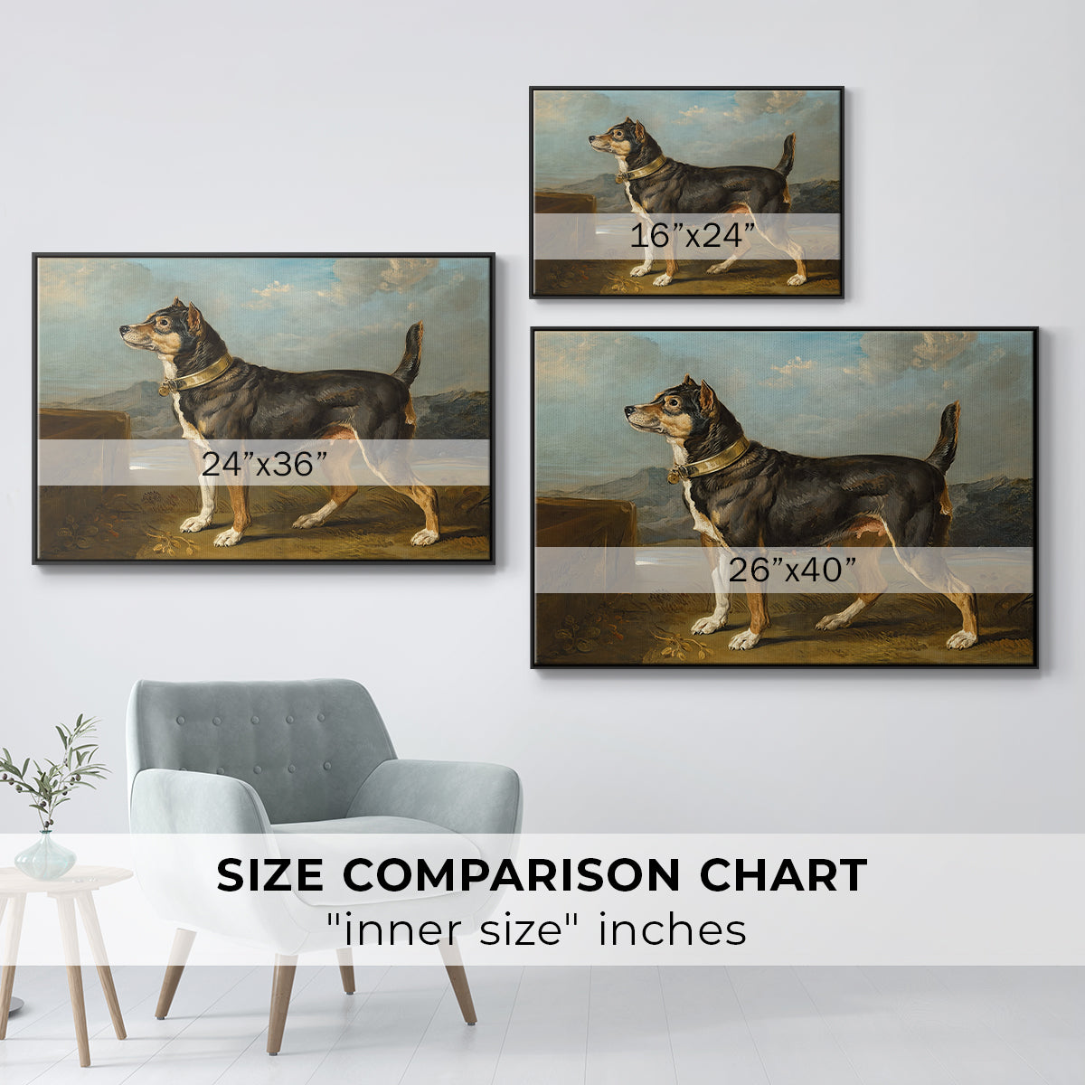A Terrier in a Landscape, c. 1811 - Floater Framed Canvas Print