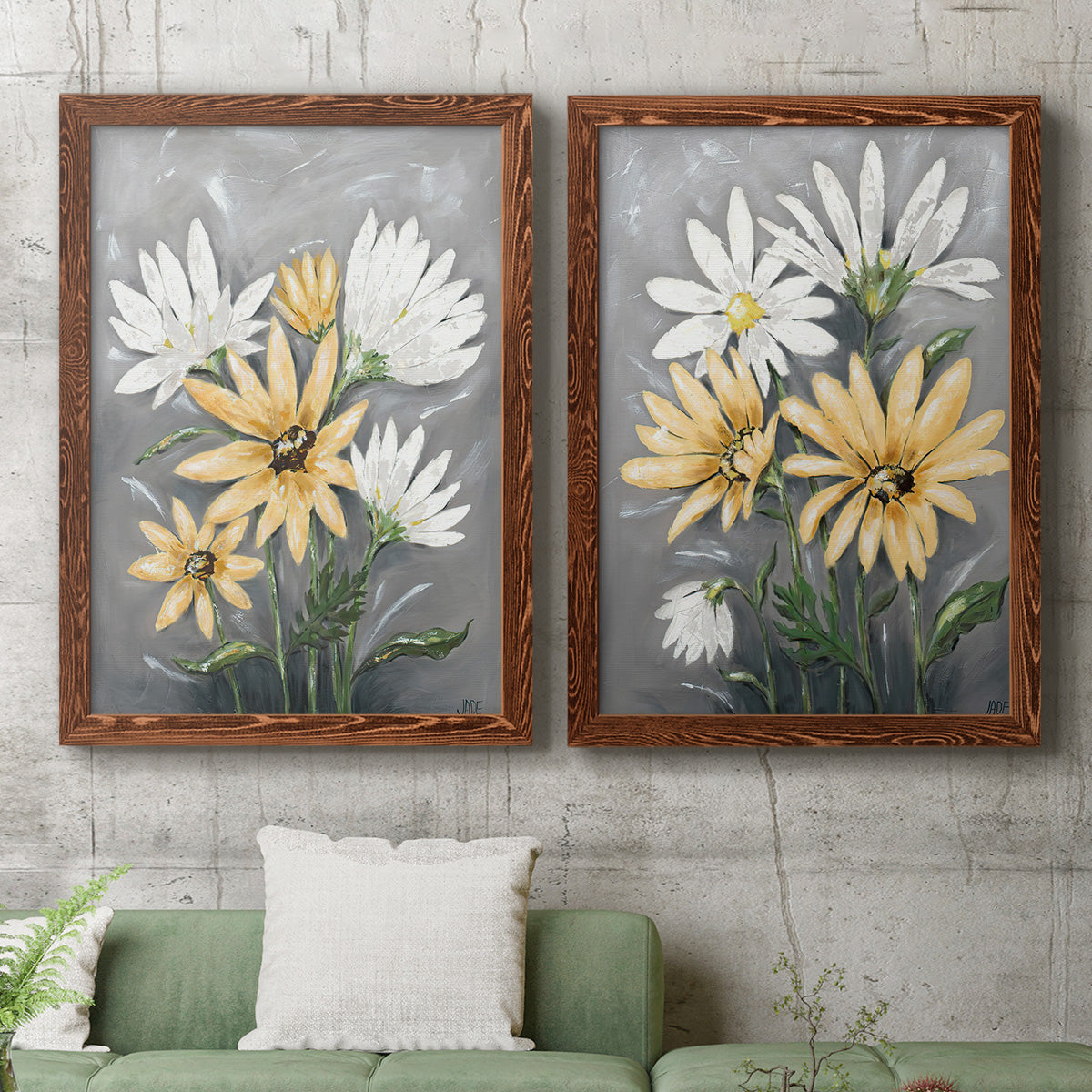 Summer Daisies I - Premium Framed Canvas 2 Piece Set - Ready to Hang