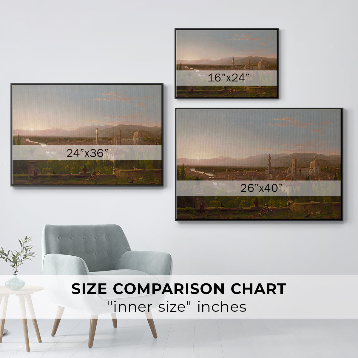 View of Florence from San Miniato, 1837 - Floater Framed Canvas Print