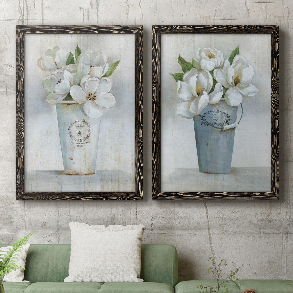 Fleuriste Francais I - Premium Framed Canvas 2 Piece Set - Ready to Hang