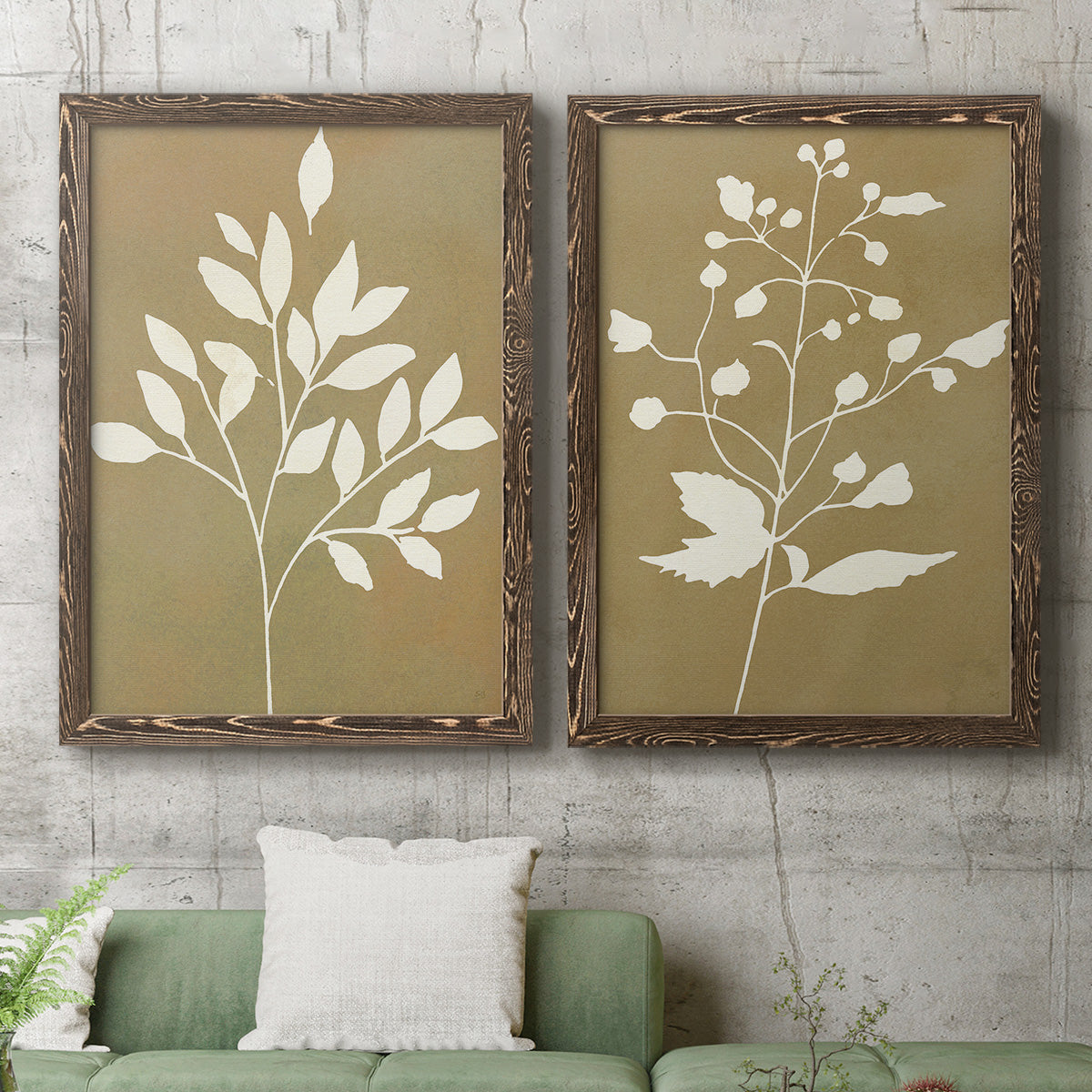 Honey Botanical I   - Premium Framed Canvas 2 Piece Set - Ready to Hang