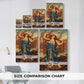 Size comparison chart for canvas art prints, showing multiple size options.