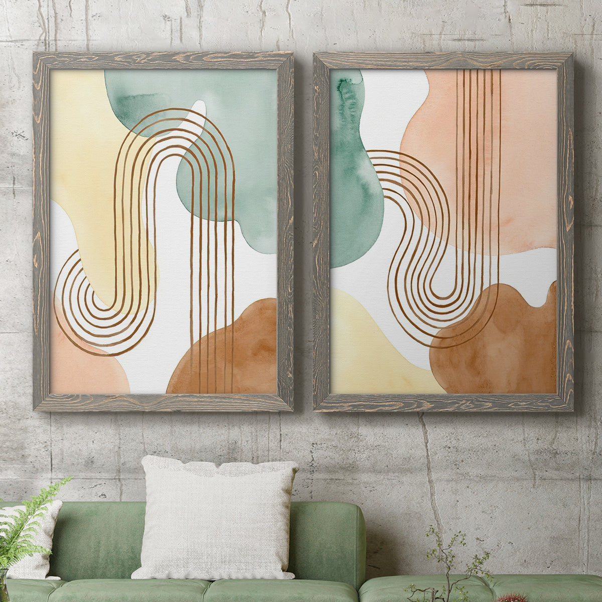 Spring Shapes I - Premium Framed Canvas 2 Piece Set - Ready to Hang