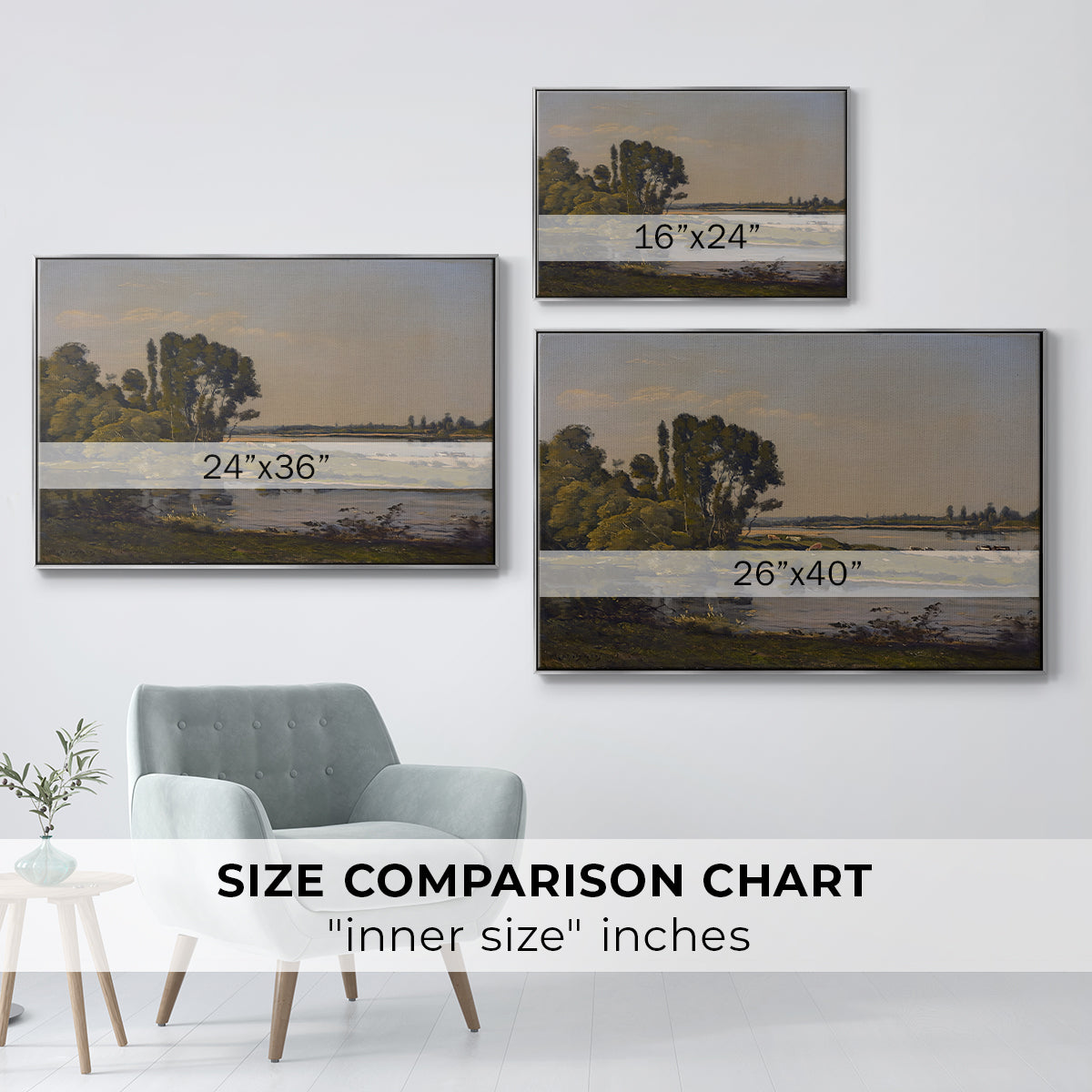 Landscape with a River, 1892 - Floater Framed Canvas Print