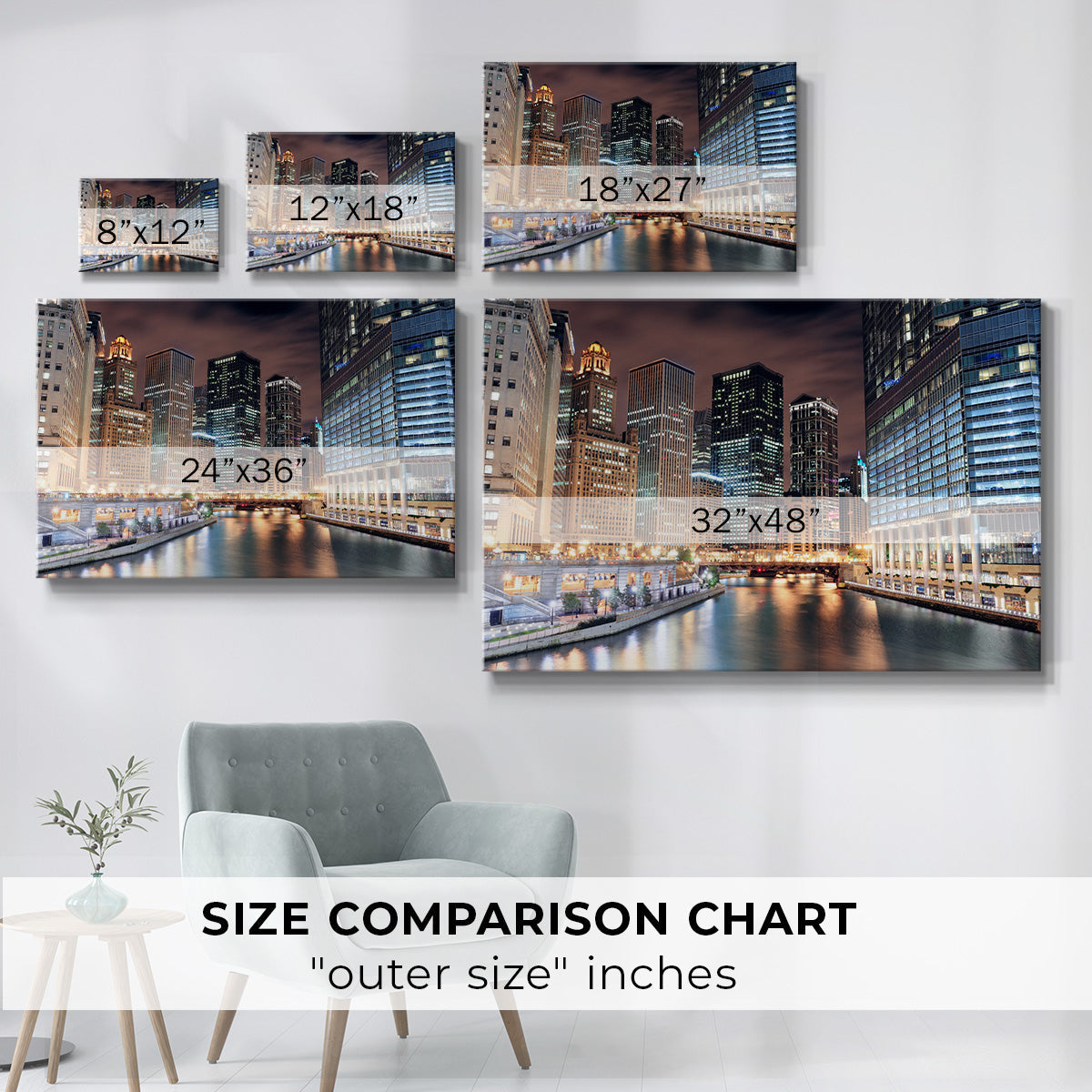 Chicago River V - Gallery Wrapped Canvas