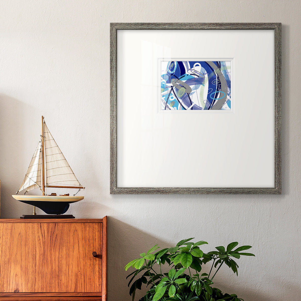 Blue Flow- Premium Framed Print Double Matboard