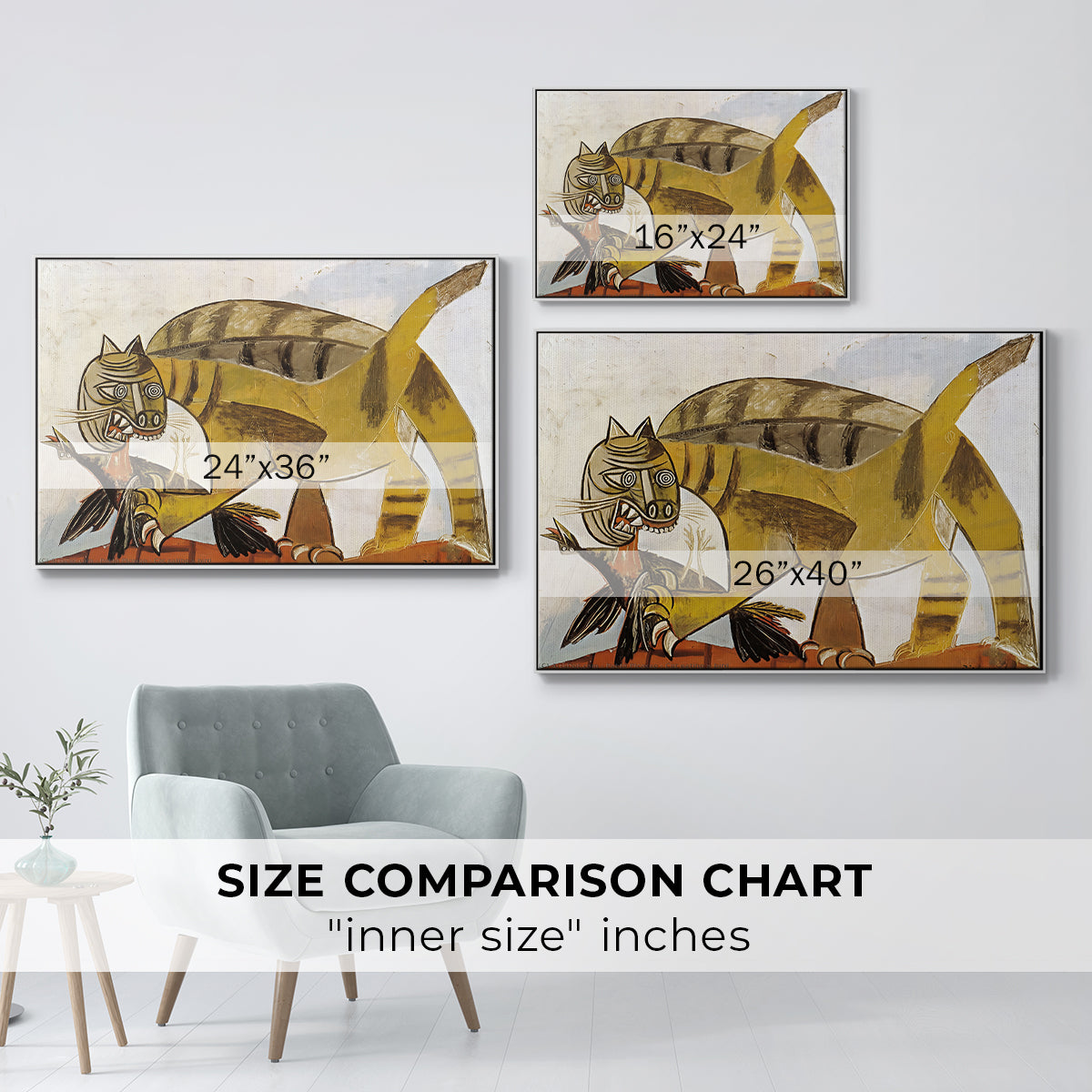 Cat Eating a Bird, 1939 - Floater Framed Canvas Print