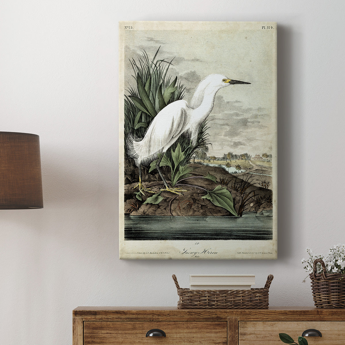 Snowy Heron Premium Gallery Wrapped Canvas - Ready to Hang