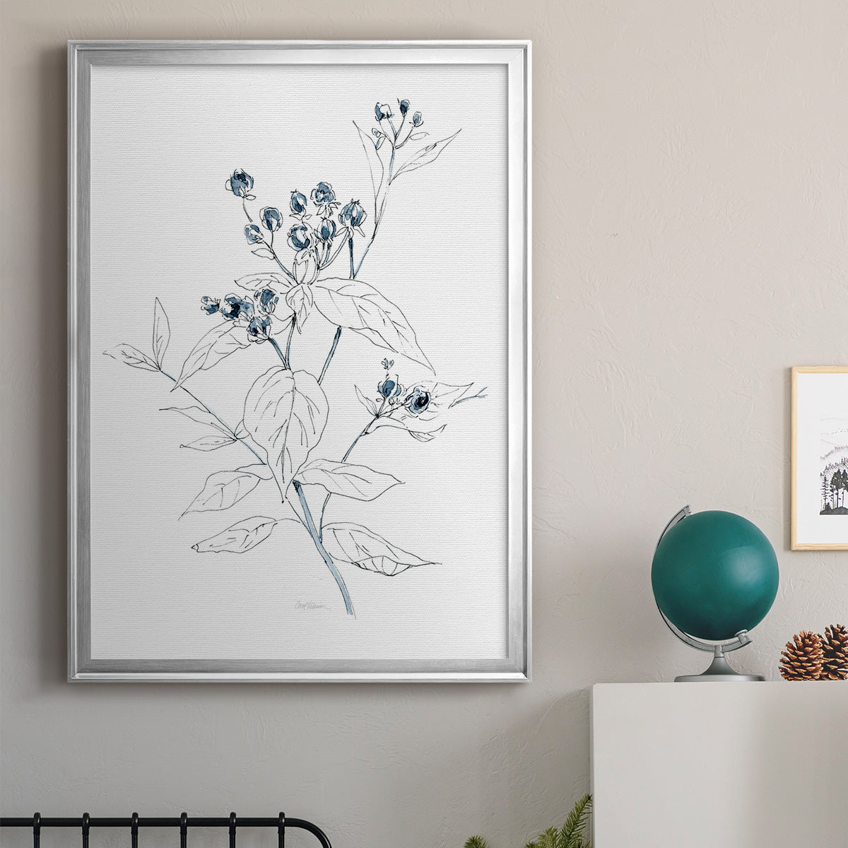 Indigo Sketch I - Modern Framed Canvas Print