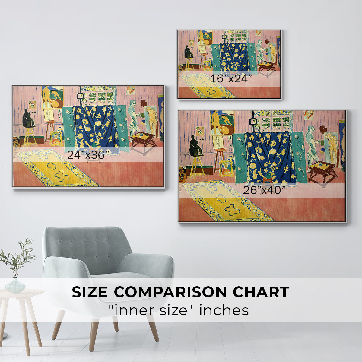 The Pink Studio (L'Atelier Rose), 1911 - Floater Framed Canvas Print