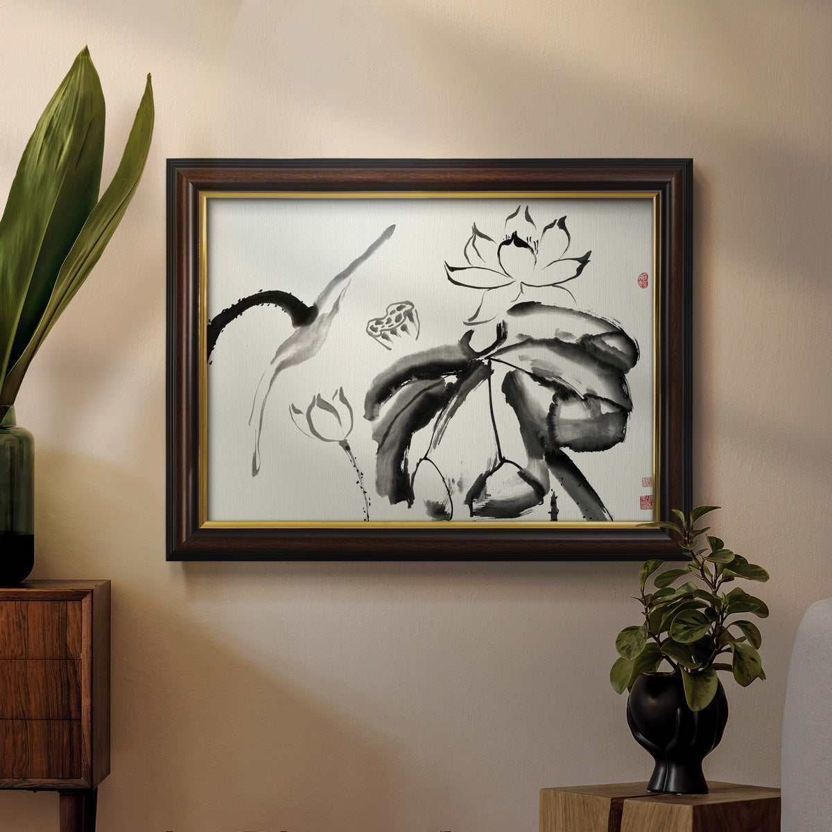 Lotus Study III Premium Framed Canvas- Ready to Hang