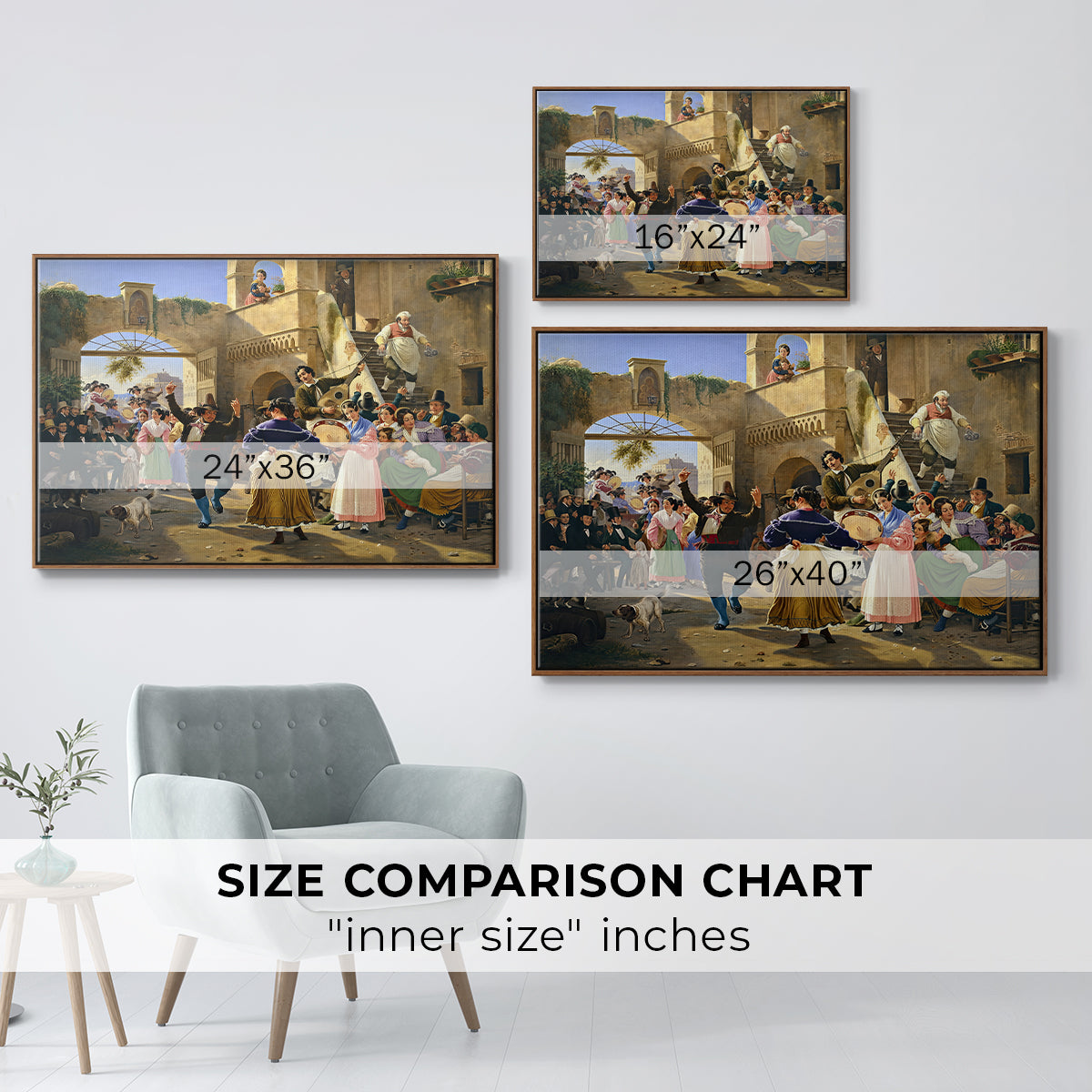 Romans Gathered for Merriment at an Osteria, 1839 - Floater Framed Canvas Print