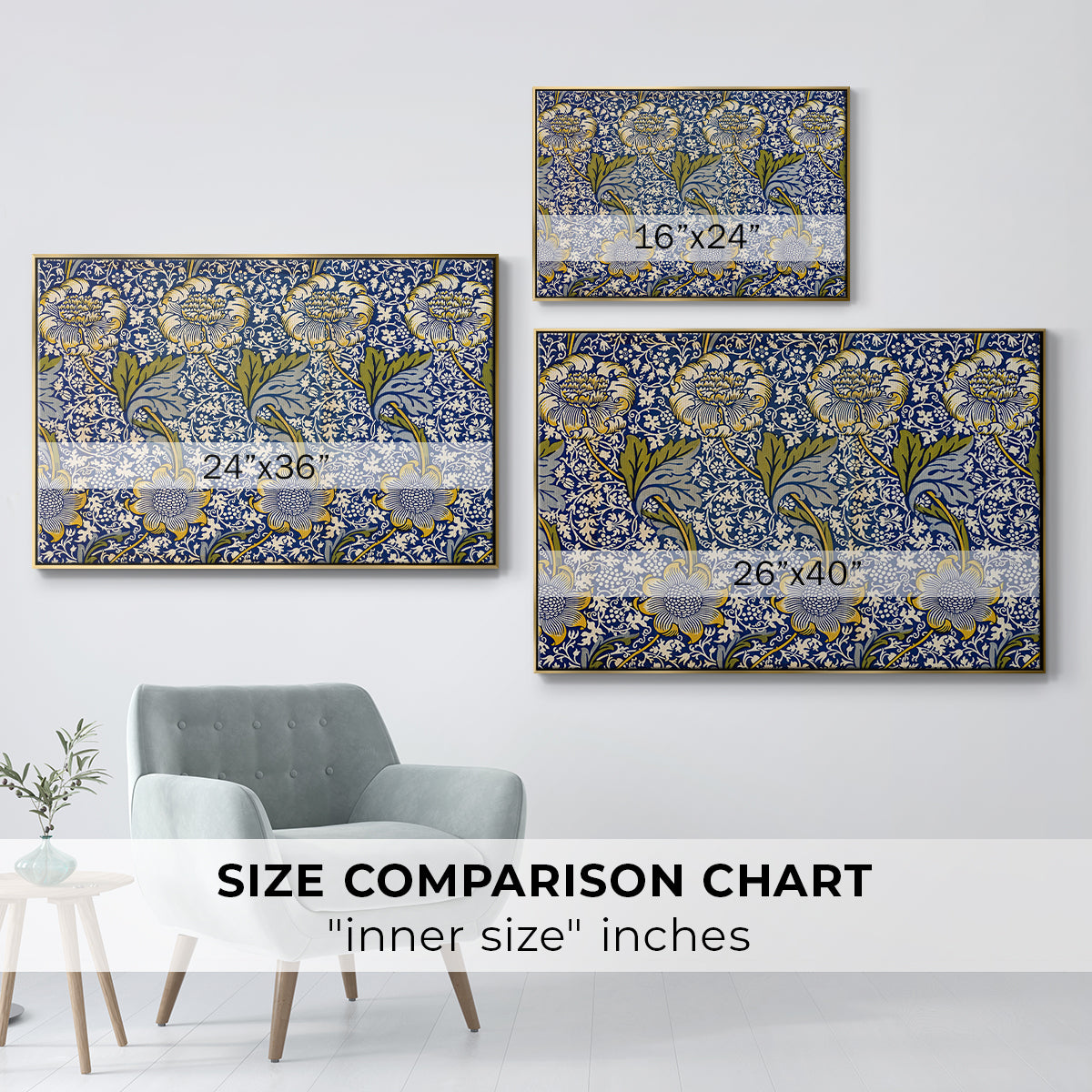 Kennet - Indigo/Gold, 1883 - Floater Framed Canvas Print