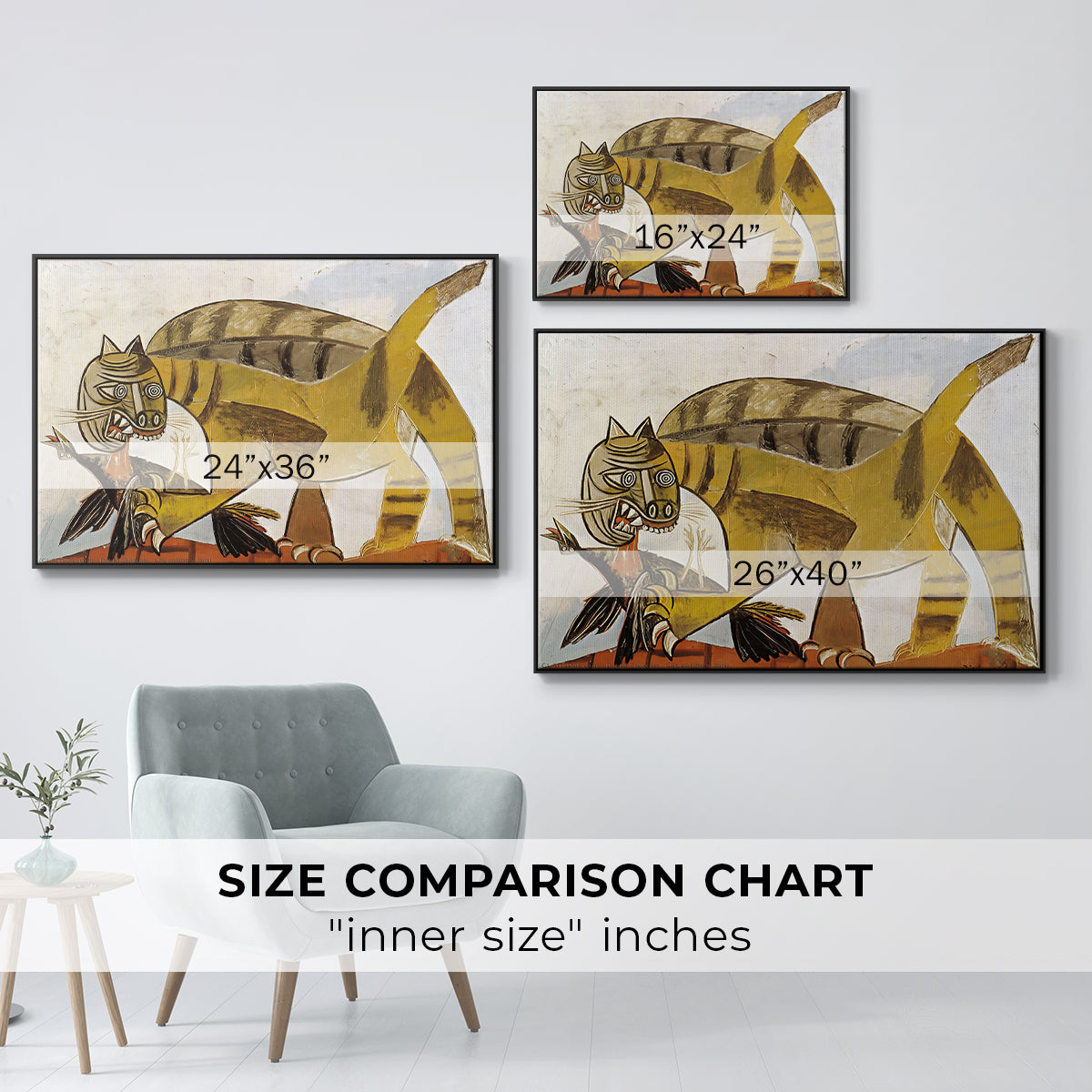 Cat Eating a Bird, 1939 - Floater Framed Canvas Print