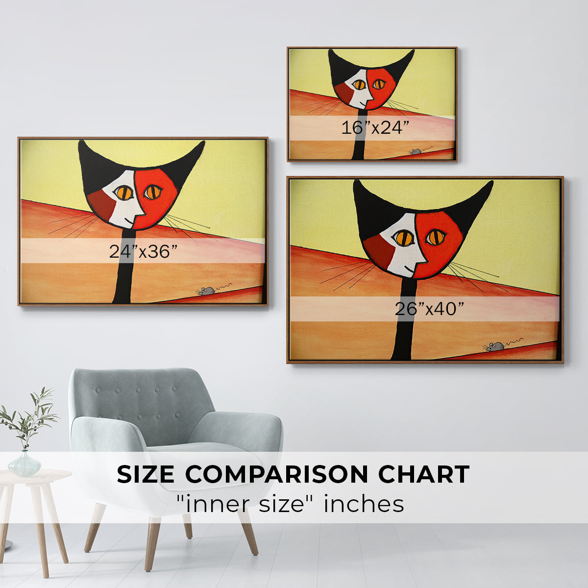 Picasso's Cat–El Gato - Floater Framed Canvas Print
