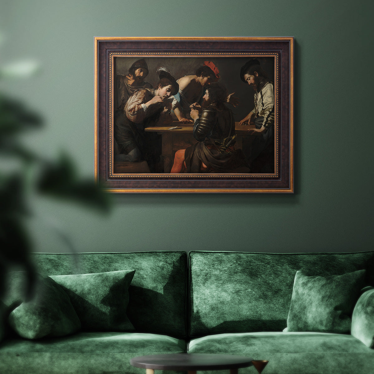 Soldiers Playing Cards and Dice (The Cheats) - Ornate Framed Canvas Print