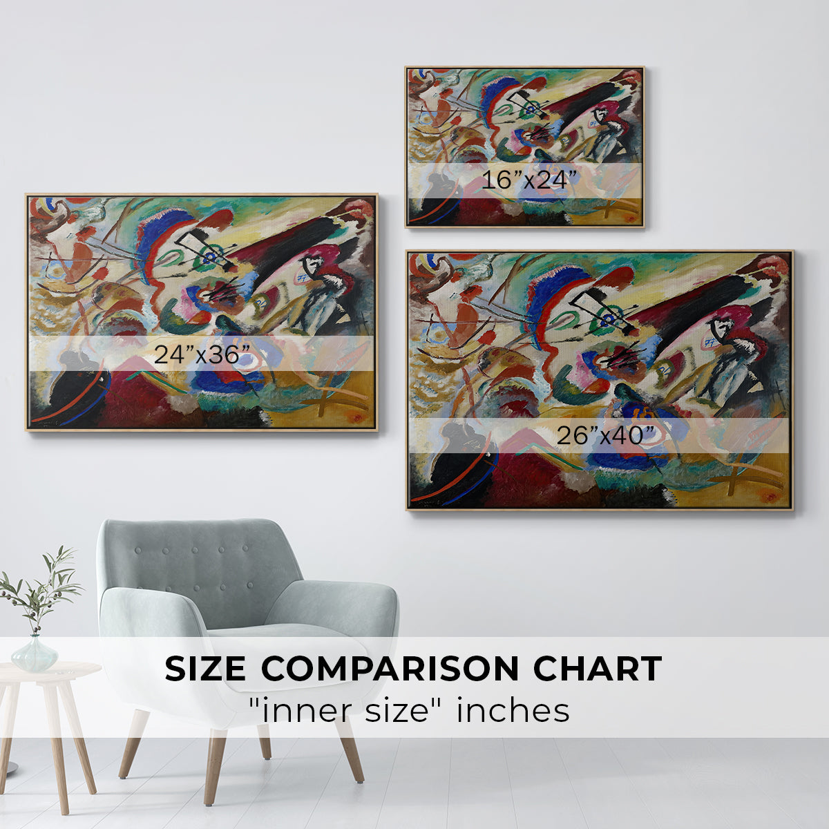 Fragment 2 for Composition VII, 1913 - Floater Framed Canvas Print