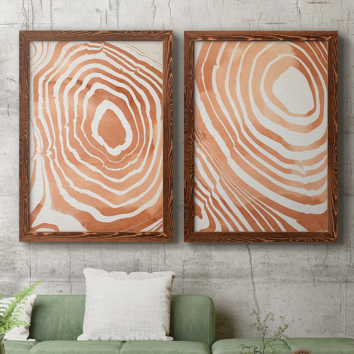 Wood Grain Suminagashi III - Premium Framed Canvas 2 Piece Set - Ready to Hang