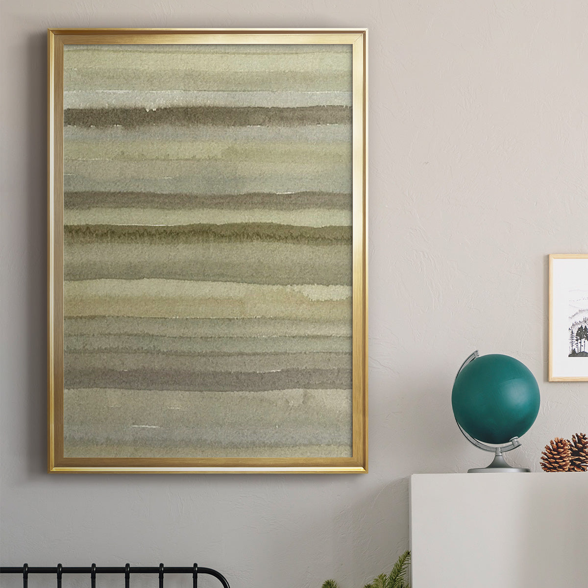 Lines in Neutral II - Modern Framed Canvas Print