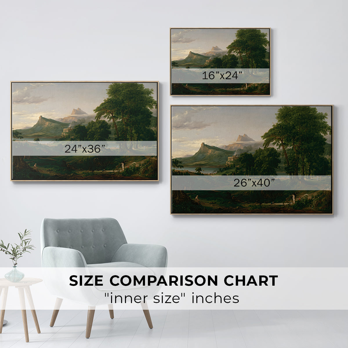 The Course of Empire: The Arcadian or Pastoral State, 1834 - Floater Framed Canvas Print