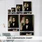 Size comparison chart for canvas art prints, showing multiple size options.