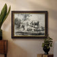 Classical pastoral landscape artwork by Nicolas Berchem in an ornate mahogany wood frame with gold liner displayed in a dark-toned interior setting.